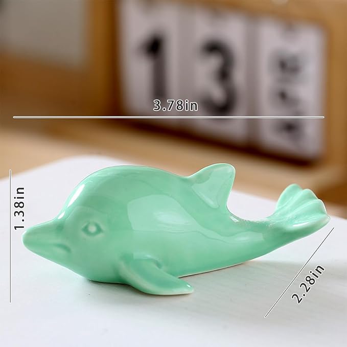 Multi-Purpose Ceramic Whale Ornament for Aquarium, Bonsai Landscape, Miniature Fairy Garden & Home Desk Decor (Green)
