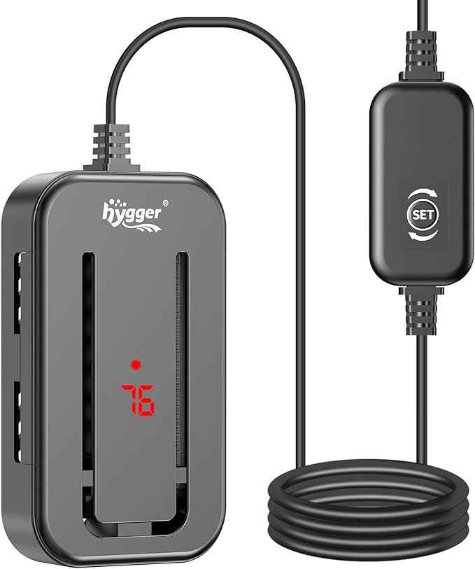 hygger 15-25 Gallon Small Fish Tank Water Heater 150W Submersible Nano Aquarium Heater with Controller Adjustable Temperature Run Dry & Overheating Protection