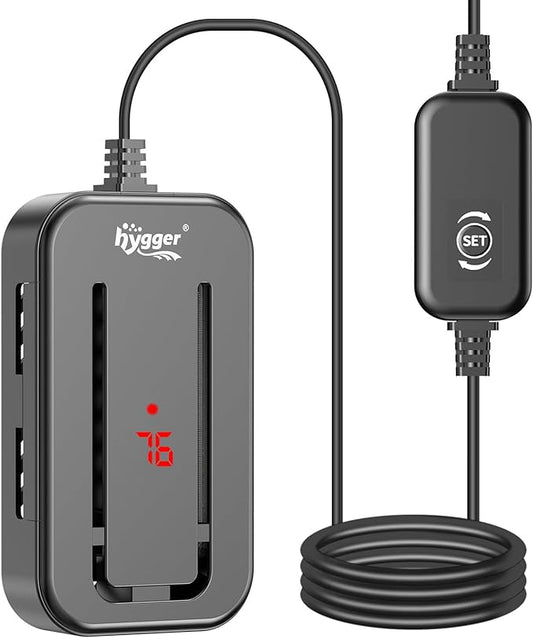 hygger 15-25 Gallon Small Fish Tank Water Heater 150W Submersible Nano Aquarium Heater with Controller Adjustable Temperature Run Dry & Overheating Protection