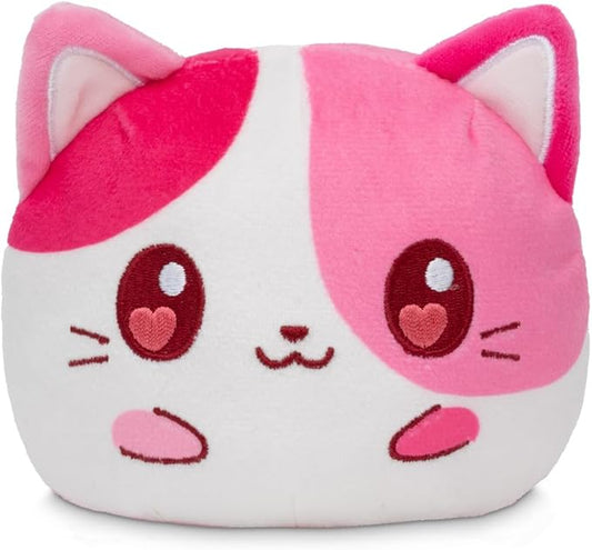 TeeTurtle Cat Valentine's Day Present Reversible Plushie - 4-Inch Two-Sided Flip Plush Toy with Embroidered Details - Cute Mini Collectible Plush for Kids, Teens, and Adults