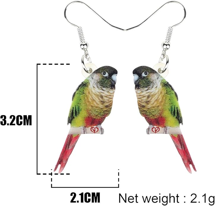 NEWEI Acrylic Cockatiel Gifts Cute Parrot Earrings Dangle for Women Bird Lovers Jewelry Ornament Charms