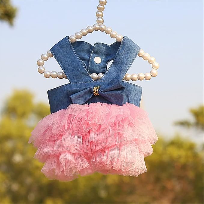 Dog Dresses, Fashion Pet Dog Clothes, Striped Mesh Puppy Dogs Princess Dresses (Pink/Blue/Denim(3pack), X-Large)