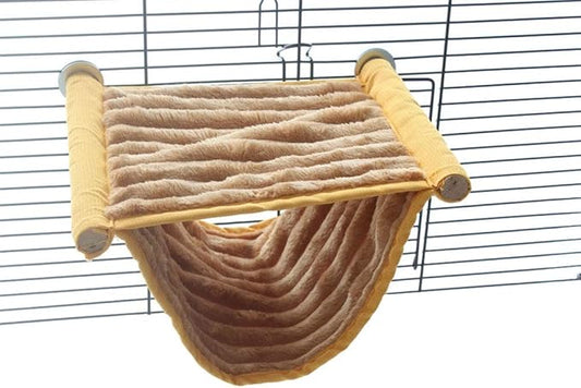 emours Double Bunkbed Hammock Sleep Bed Cage Play Platform with Warm Fleece for Hamster Mice