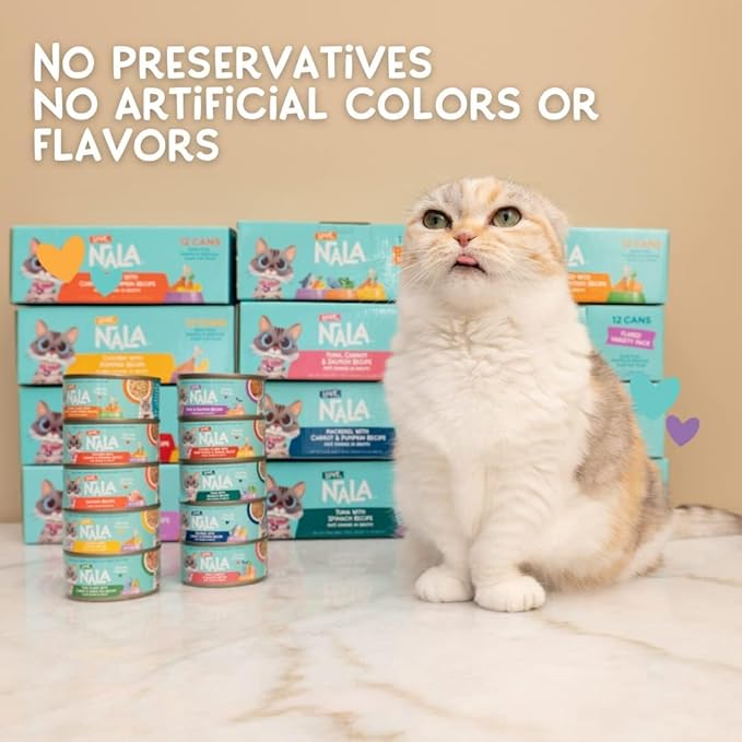LOVE, NALA - Natural Adult Cat Wet Food - Mackerel with Carrot & Pumpkin Pate Recipe - 2.8 oz, Pack of 24 Cans - Grain-Free, Non-GMO, No Gums, No Carrageenan