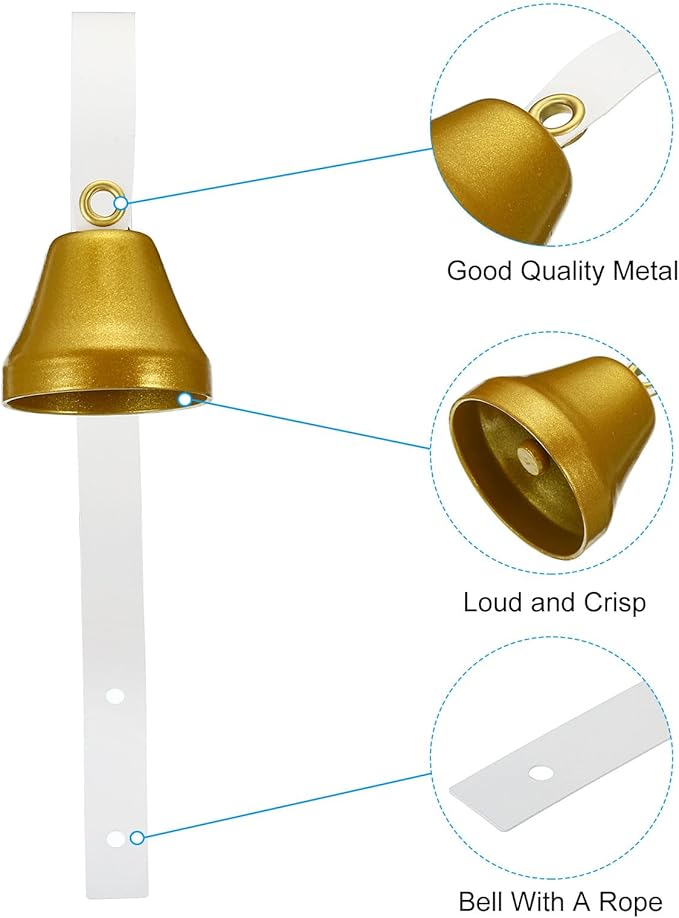 PATIKIL Dog Doorbell, Fixed Metal Dog Bells for Training Dog to Ring to go Outside, Wall Mounted Dog Door Bell Traditional Doorbell Shop Doorbell, Golden Tone and White