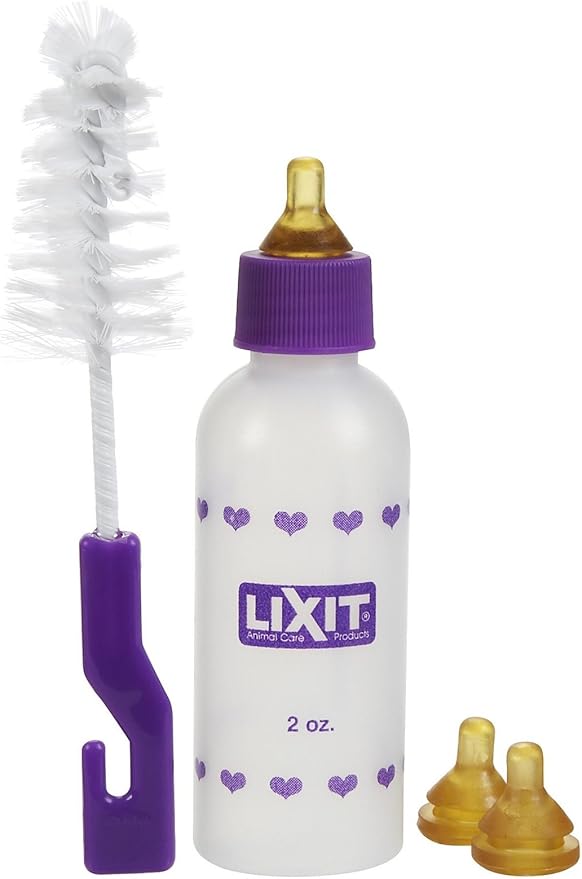 Lixit® Nursing Bottle Kits for Hand Feeding Puppies, Kittens, Guinea Pigs, Ferrets, Rabbits, Raccoons, Squirrels and Other Pets - Made in USA (2 Ounce, 2 Pack)