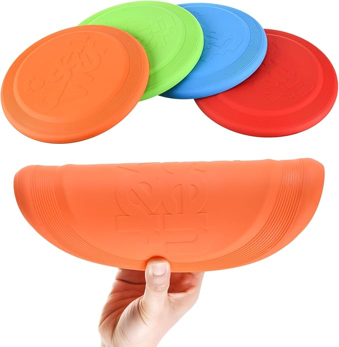 Dog Flying Disc - Durable Rubber Dog Toy for Fetch - Interactive Lightweight Flyer Dog Toys for Outdoor Playtime - Safer Disc for Healthy Activity - for Medium/Large Dogs (Blue)
