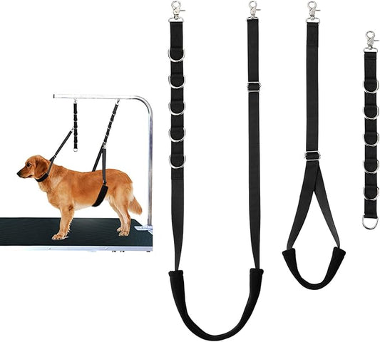 Dog Grooming Loops Supplies Pet Dog Grooming Belly Straps Belly Band Black Solf Comfrotable & Adjustable Grooming Tools for Grooming Tables Arms Ideal for Groomers (Black)