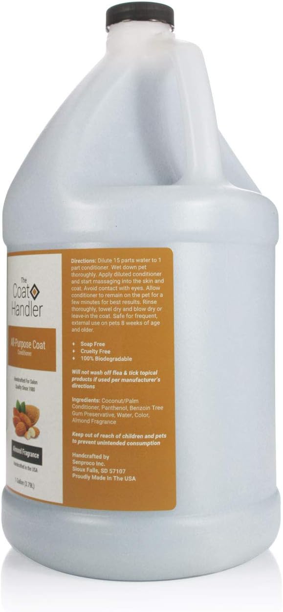 The Coat Handler All-Purpose Coat Dog Conditioner, 1 Gallon - All Natural Ingredients, Handcrafted, Loosens Tangles and Eliminates Static, Aids in DeShedding, Professional Grade Grooming Formula