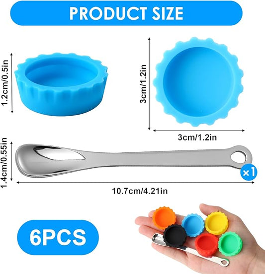 6 Pcs Crested Gecko Food and Water Bowl with 1 Spoon, Reptile Feeding Cups for Lizards, Isopods & Small Pets, Easy-Clean Silicone Set