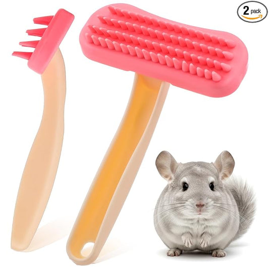 2Pcs Bunny and Guinea Pig Brush, Rabbit Grooming Brush Kit, Soft Silicone Bunny Brushes for Small Pets, Cats, Dogs, Kittens
