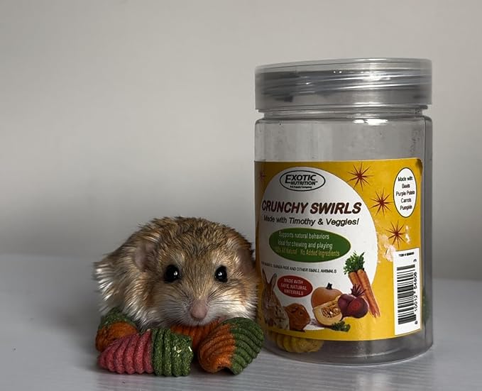 Exotic Nutrition Crunchy Swirls - Fun & Unique Timothy Hay Treat - Rabbits, Guinea Pigs, Hamsters, Chinchillas, Prairie Dogs, Degus, Rats, Squirrels & Other Herbivores (4.7 oz.)