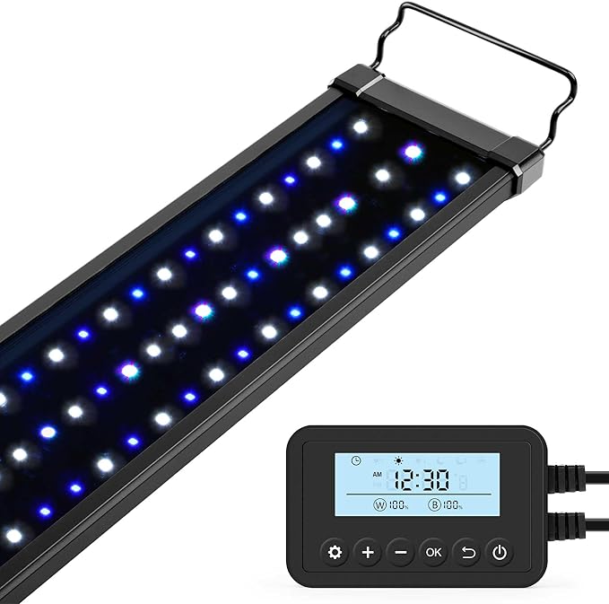 NICREW Saltwater Aquarium Light, Marine LED Fish Tank Light for Coral Reef Tanks, 2-Channel Timer Included, 30 to 36-Inch, 32-Watt