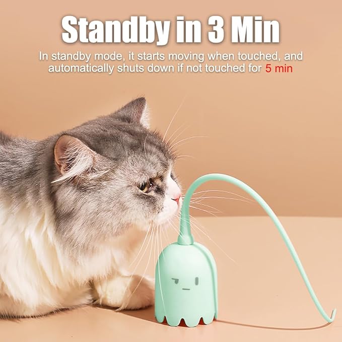 DONGKER Cat Wand Toy,Automatic Silicone Tail Cat Teaser Toy Rechargeable Kittens Self Play Toy for Indoor Cats Bored Stress Relief