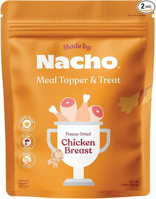 Made by Nacho Freeze-Dried Chicken Breast Meal Topper, Mixer or Treat 3.5oz | High Protein, Pure Chicken Ingredients | Premium Cage-Free Chicken Breast | Crunchy Texture (Pack of 2)