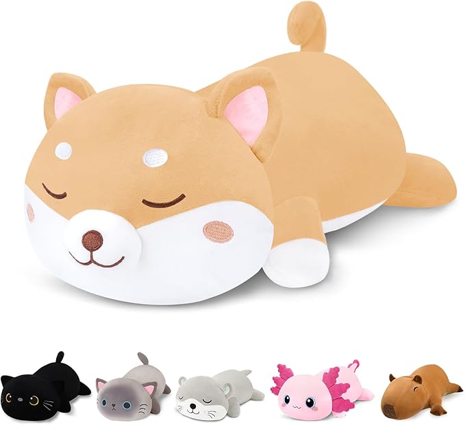 Finebee Weighted Shiba Inu Stuffed Animals, Cute Weighted Dog Plush, Soft Comfort Stuffed Weighted Shiba Inu Plushie Gifts for Kids & Adults (9.8" 0.8Lbs)