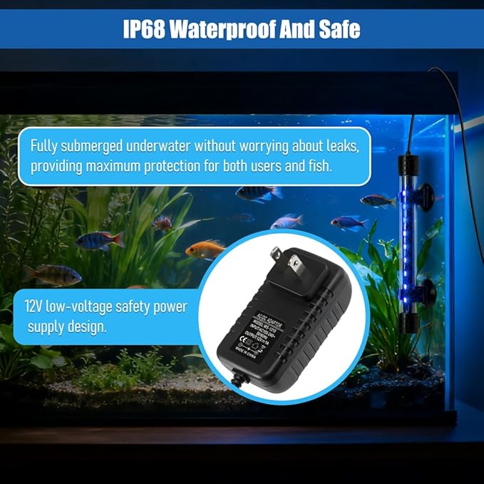 LED Aquarium Light with IP68 Waterproof and Memory Function Submersible Fish Tank Light with Remote and 16 Colors 15 Inches Brightness Adjustable Underwater Light Bar for Fish Tank Aquarium