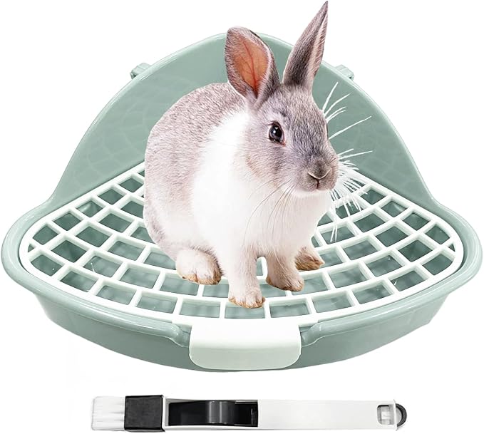 Rabbit Litter Box Bunny Corner Toilet Box Potty Trainer for Hamster Guinea Pig Ferret Rat Chinchialla Cage Pan 3.9” x 7.5” x 7.5”
