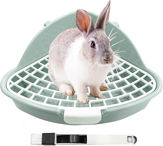Rabbit Litter Box Bunny Corner Toilet Box Potty Trainer for Hamster Guinea Pig Ferret Rat Chinchialla Cage Pan 3.9” x 7.5” x 7.5”