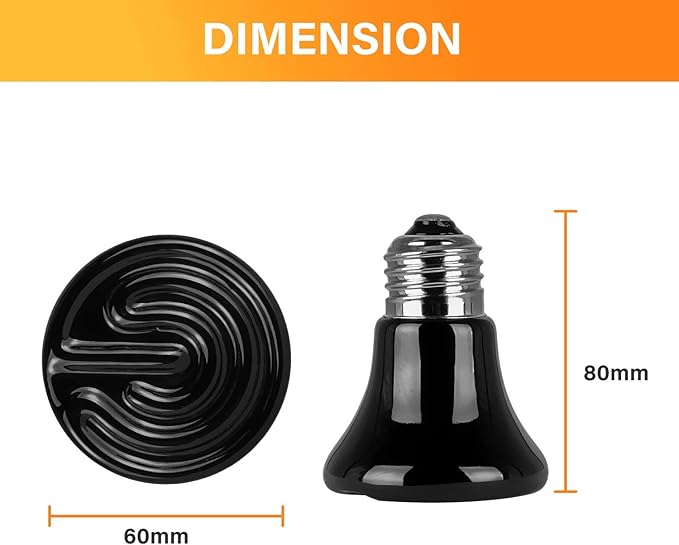 Simple Deluxe 50W 4-Pack Mini Ceramic Heat Emitter Reptile Heat Lamp Bulb No Light Emitting Brooder Coop Heater for Amphibian Pet & Incubating Chicken, Black