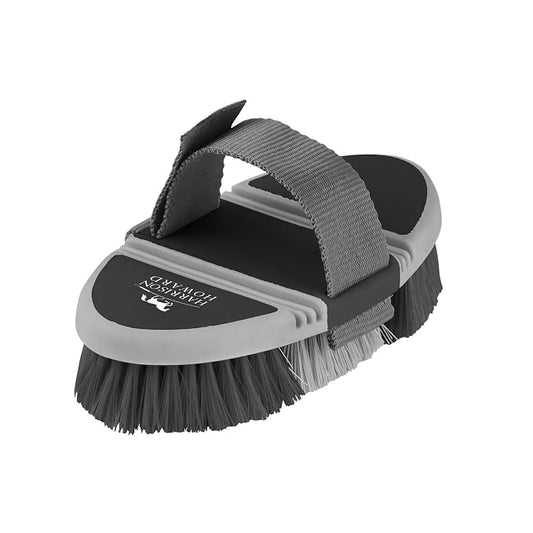 Harrison Howard Flexible Finish Horse Grooming Brush - Bendable, Convenient for Horse Scrubbing, Comfortable Hold in Hand - Dark Charcoal