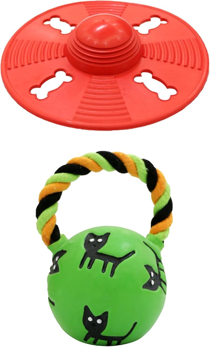 Deeow Alieen Dog Frisbee for Fetch, Teething Clean Outdoor Flying Disc, Interactive Squeaky Dogs Toy for Outdoor Pool, Park, Beach, Bye one get one Gift Green Jack-o-Lantern/Halloween Pumpkin Pet Toy