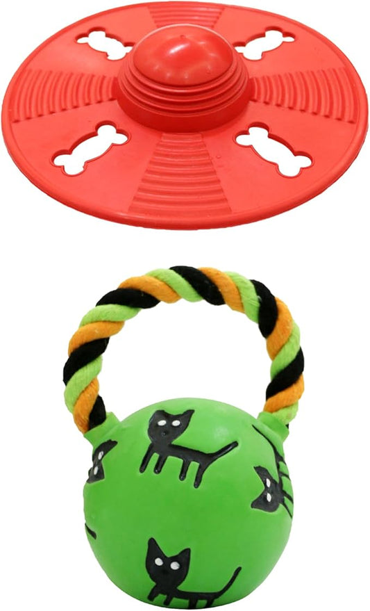 Deeow Alieen Dog Frisbee for Fetch, Teething Clean Outdoor Flying Disc, Interactive Squeaky Dogs Toy for Outdoor Pool, Park, Beach, Bye one get one Gift Green Jack-o-Lantern/Halloween Pumpkin Pet Toy
