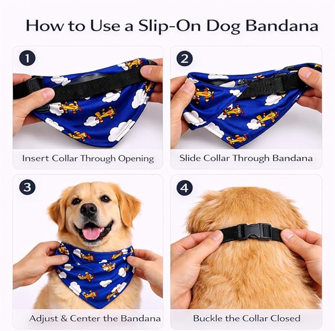 Luxury Satin Dog Bandana – Slip-On Collar Style, Premium Pet Scarf for Medium, Large & XL Dogs – Special Occasion Accessory (Collar Not Included) (Medium - Extra Large, Airplane (G) Luxe - Satin)