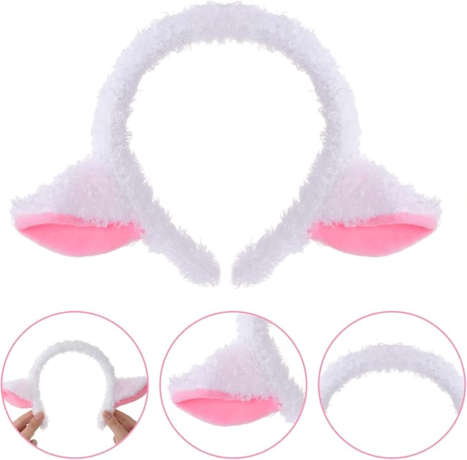 Pistha 2 PCS Animal Ears Headband Cute Furry Animal Ears Headbands for Halloween Costume