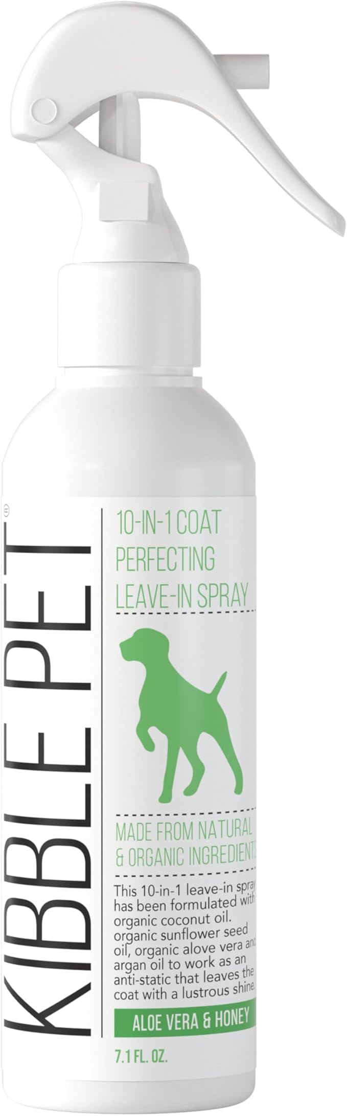 Kibble Pet Dog Leave in Conditioner Spray, Professional Grooming, Dry Itchy Skin Moisturizer, Coat Deodorizer, Long Lasting Aloe Vera Honey Scent, Made in The USA (Aloe Vera & Honey, 7.1 oz)