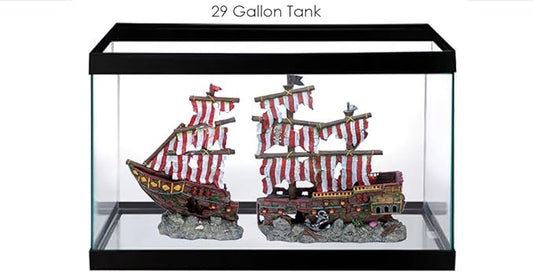 Penn-Plax Deco-Replicas Striped Sail Shipwreck Aquarium Decoration – Safe for Freshwater and Saltwater Fish Tanks – Large – 2 Pieces