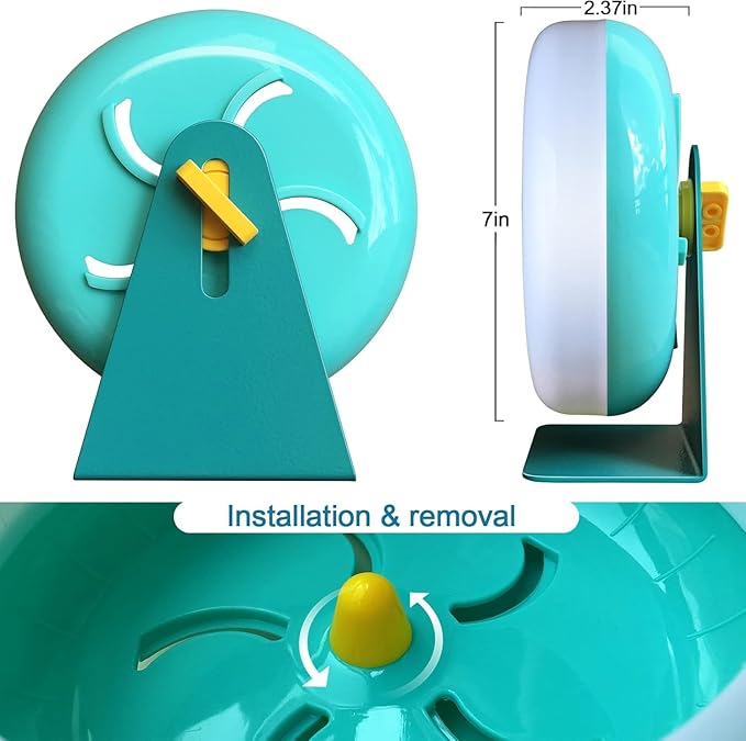 Hamster Toys Silent Wheel Quiet Exercise Exercise Toys Spinner for Gerbil Rat Mouse Mice Dwarf Hamster Adjustable Stand Silent Hamster Wheel (Blue)
