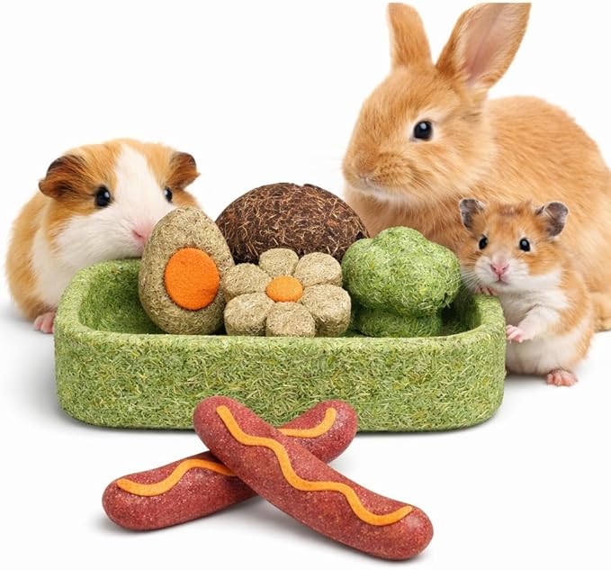 mini&moe Hamster Chew Toys for Teeth - Guinea Pig Chews and Treats Natural Hamster Enrichment Toys Improve Dental Health for Rat, Bunny, Chinchilla, Gerbils and Small Animal