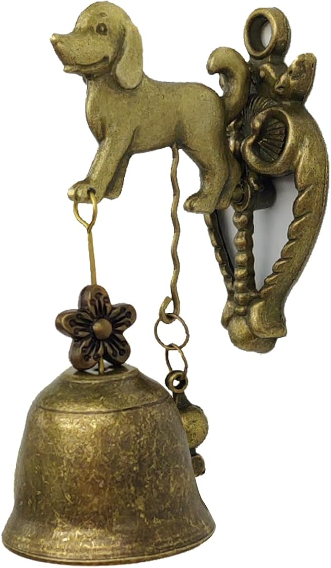 Vintage Metal Doorbell Animal Figure Decorative Doorbell Dog Shape Decoration Hanging Bell for Yard or Garden Decorative Retro Style Lovely Dog Hand Bell Antique Style Shopkeepers Door Bell