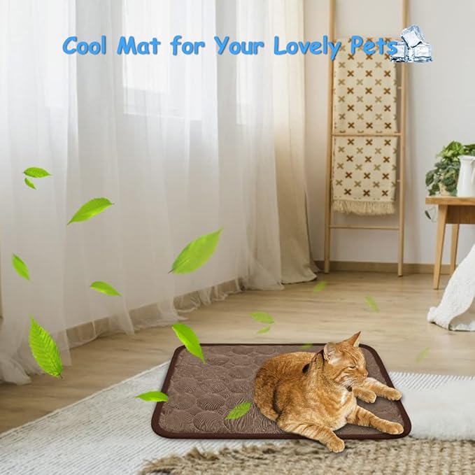 2PCS Summer Cooling Mat for Rabbit, Washable Bunny Bed, Rabbit Bed Mat, Guinea Pig Cage Liner Hamster Pad, Fleece Sleep Pad for Squirrel, Hedgehog, Chinchilla, Small Animals, Brown(2p)