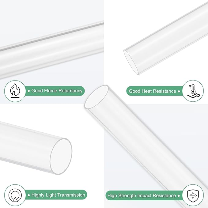 M METERXITY Clear Plastic Tube, 26mm[1.02"] ID x 28mm[1.1"] OD High Impact Rigid Polycarbonate Round Pipes for Water Plumbing/Lighting/Aquariums/Models, Plastic Tubing [305mm/12IN]