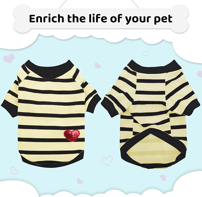 Dog Shirts for Small Dogs Cats, Dog Striped T-Shirts Dog Vest Pet Apparel Tee Shirts Spring Summer Suitable for Small and Medium Large Pets French Bulldog Bichon, Beige XS