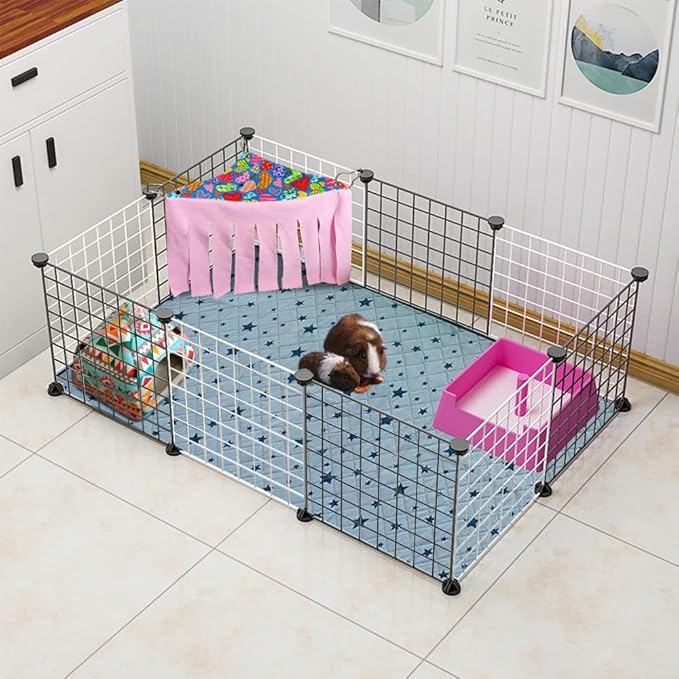 RIOUSSI Guinea Pig Hideout Hideaway Corner Fleece Toys Cage Accessories with Reversible Sides. Pink+Purple, Triangle