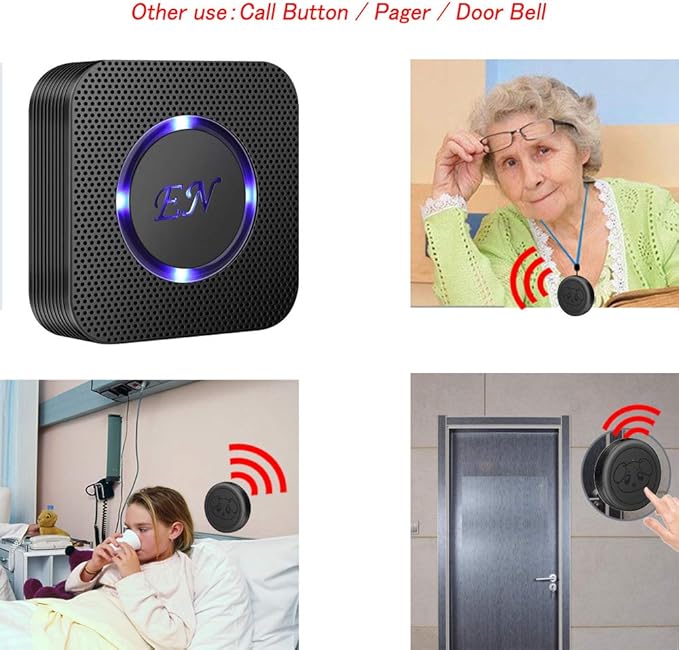 Dog Door Bell, Wireless Doggie Doorbells for Potty Training, Door Bell for Dogs to Go Outside, Dog Bells with 1 Receiver and 2 Waterproof Transmitters