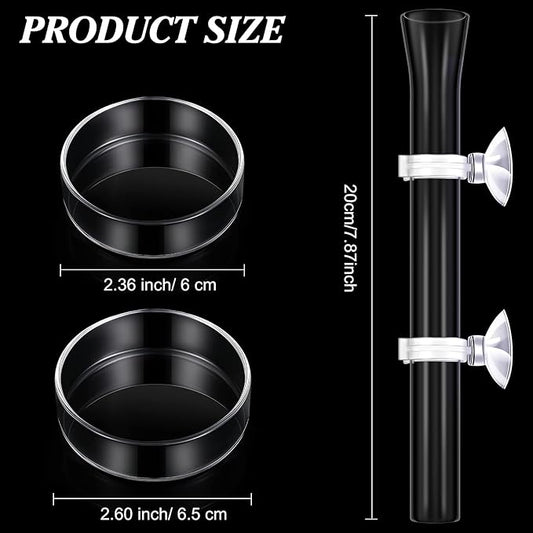 Chengu 3 Pieces Shrimp Feeding Tube and Dish Set, 8 Inch Glass Shrimp Feeder Tube and 2 Aquarium Dish Bowl Fish Tank Feeding Supplies for Fish Tank Aquarium