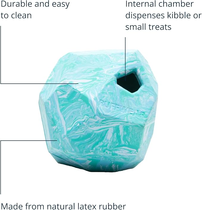 Ruffwear, Gnawt-a-Rock – Durable Interactive Dog Toy, Treat Dispensing, Made from Natural Latex Rubber, Perfect for Power Chewers, Glacial Blue