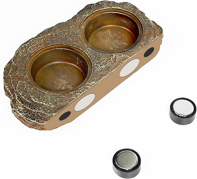 Magnetic Reptile Feeder Ledge, Crested Gecko Feeding Ledge with 6PCS Food Cups Reptile Food Dish Water Bowl Tank Accessories for Bearded Dragon Chameleon Lizard Snake