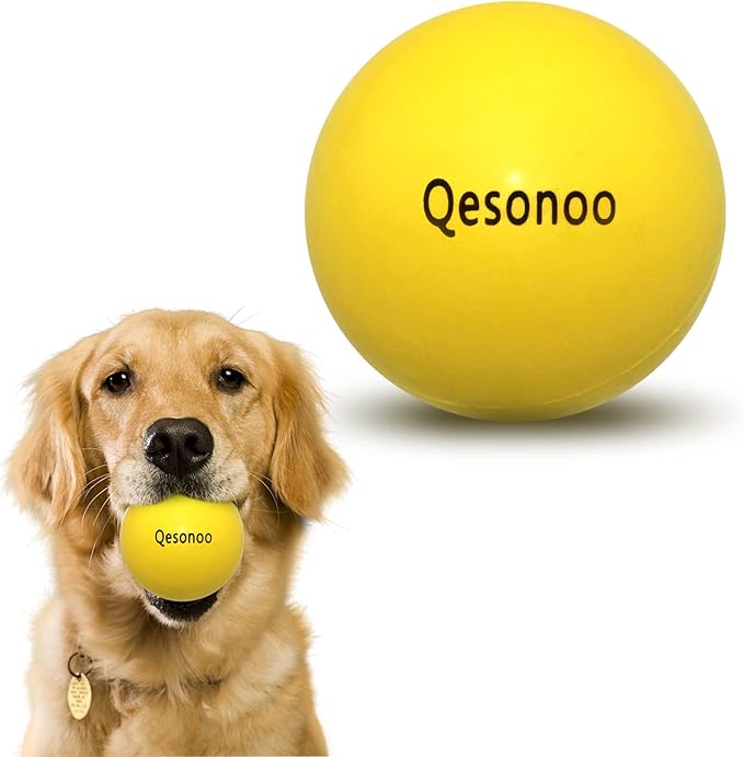 Dog Balls Indestructible,Solid Rubber Bouncy for Dogs Aggressive Chewers Large Breed,Non-Toxic&Floating&High Elasticity,Durable Fetch Ball Medium to Chew,Play and Training. (Yellow)