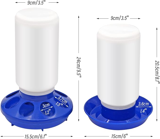 Chicken Feeder and Waterer Kit Set Automatic Chicken Waterer Feeder Poultry Duck Quail Chick Baby Bird Water Dispenser no Waste Poultry Coop Accessories Supplies(Blue)