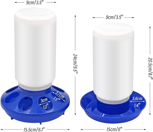Chicken Feeder and Waterer Kit Set Automatic Chicken Waterer Feeder Poultry Duck Quail Chick Baby Bird Water Dispenser no Waste Poultry Coop Accessories Supplies(Blue)