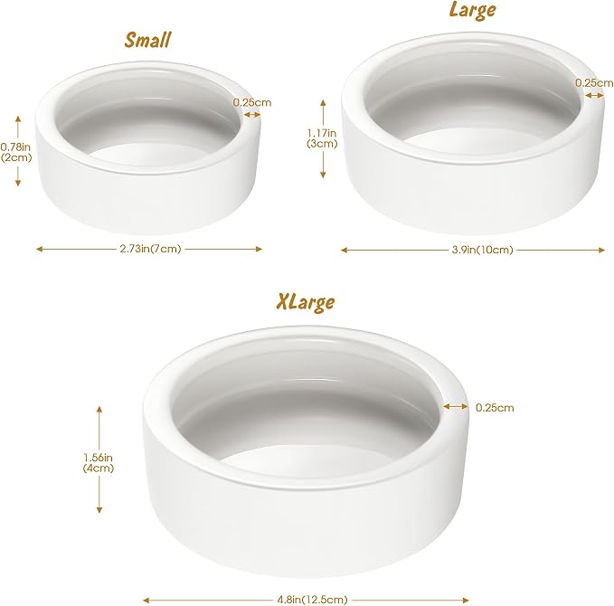 Reptile Food Dish Bowl 2Pcs Lizard Gecko Worm Water Bowls Small (2.75in) | Anti-escape Ceramic Mealworms Bowls for Leopard Bearded Dragon Chameleon Hermit Crab Dubia Cricket Feeding, Superworm Feeder