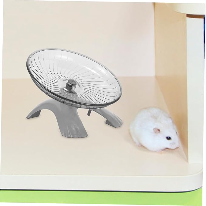Healifty Mute Hamster Running Wheel with Silent Bearing Plastic Steel Shaft Exercise for Small Pets Like Hamsters Squirrels Hedgehogs Gray with Random Base Color Quiet Stress Random Color