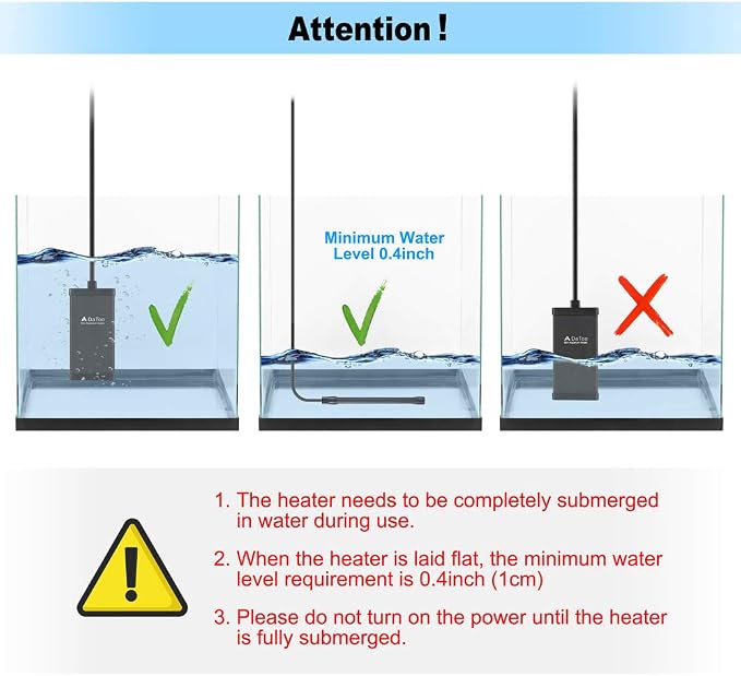 DaToo 10 Watt Small Aquarium Heater Mini Betta Flat Fish Tank Heater for 1 Gallon 1.5 Gallon