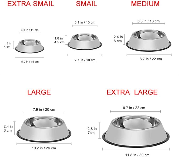 WEDAWN Stainless Steel Dog Bowls, 2.2 Cup/18oz Cat Bowl Water and Food with Rubber Base, Pet Bowls for Medium Dogs, Cats and Rabbit, 2Pack