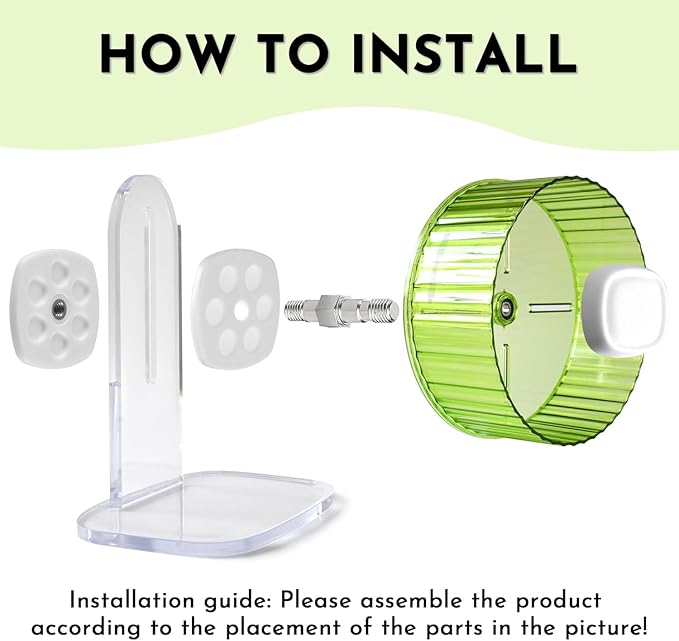 Silent Hamster Wheel 8.3inch Adjustable Height Turtle Wheel Turtle Tank Accessories Dwarf Hamster Quiet Wheel, Hedgehog Wheel, Gerbil Wheel, Small Pet Exercise Wheels (Green)